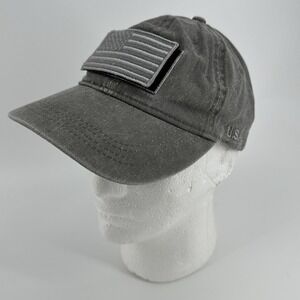 American Flag Patch Hat Mens One Size Gray Strapback Cap Lucky 7 USA Academy